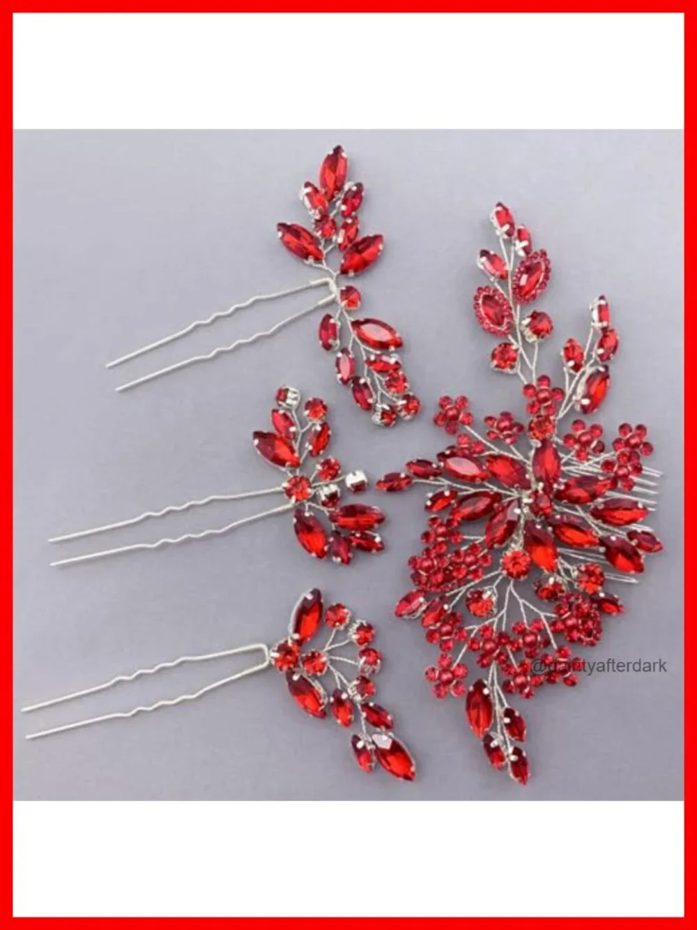 Crystal Wedding Hair Accessories 4pcs Bridal Rhinestone Flower Hair Side Combs